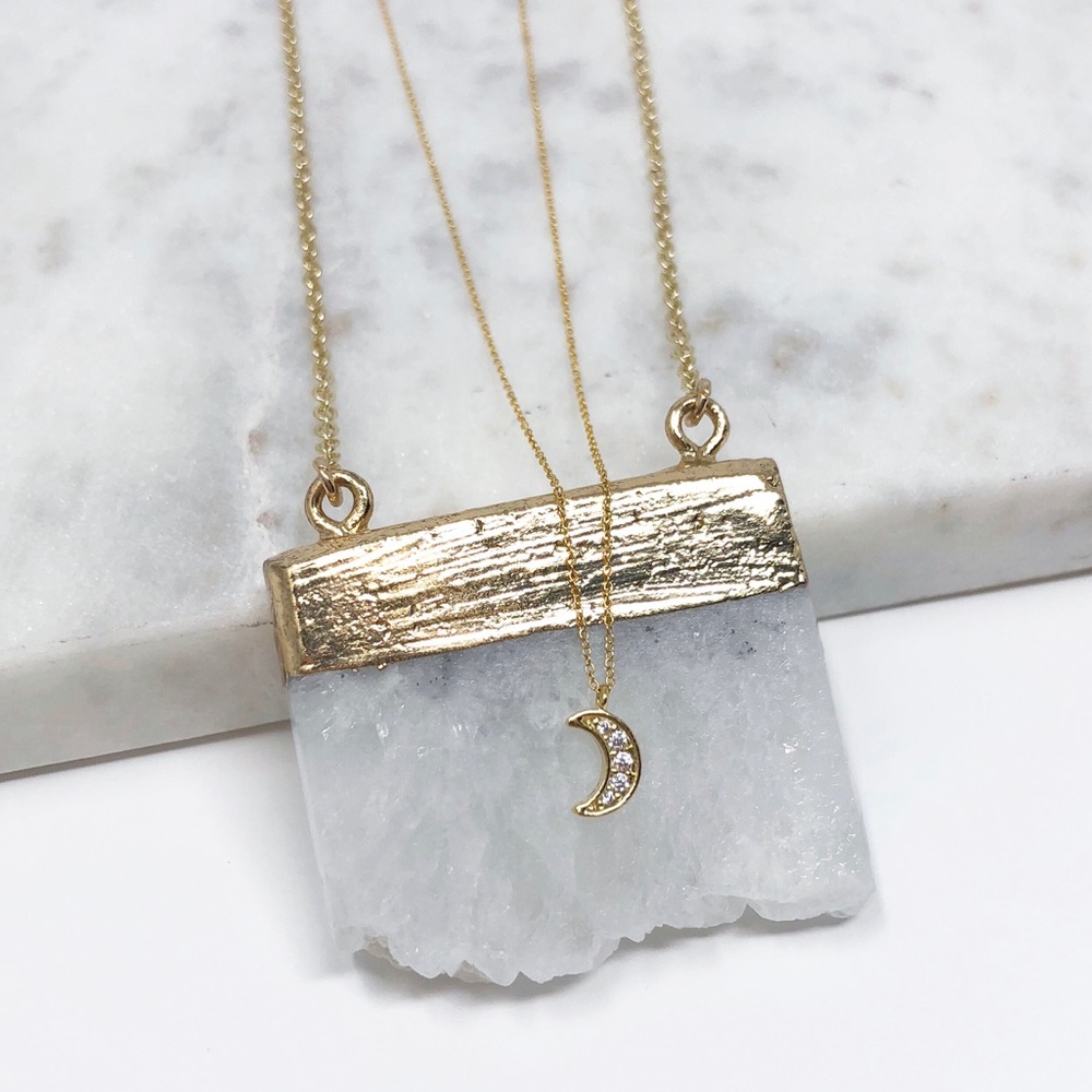 Dainty Gold Moon Necklace - Picture 4 of 7